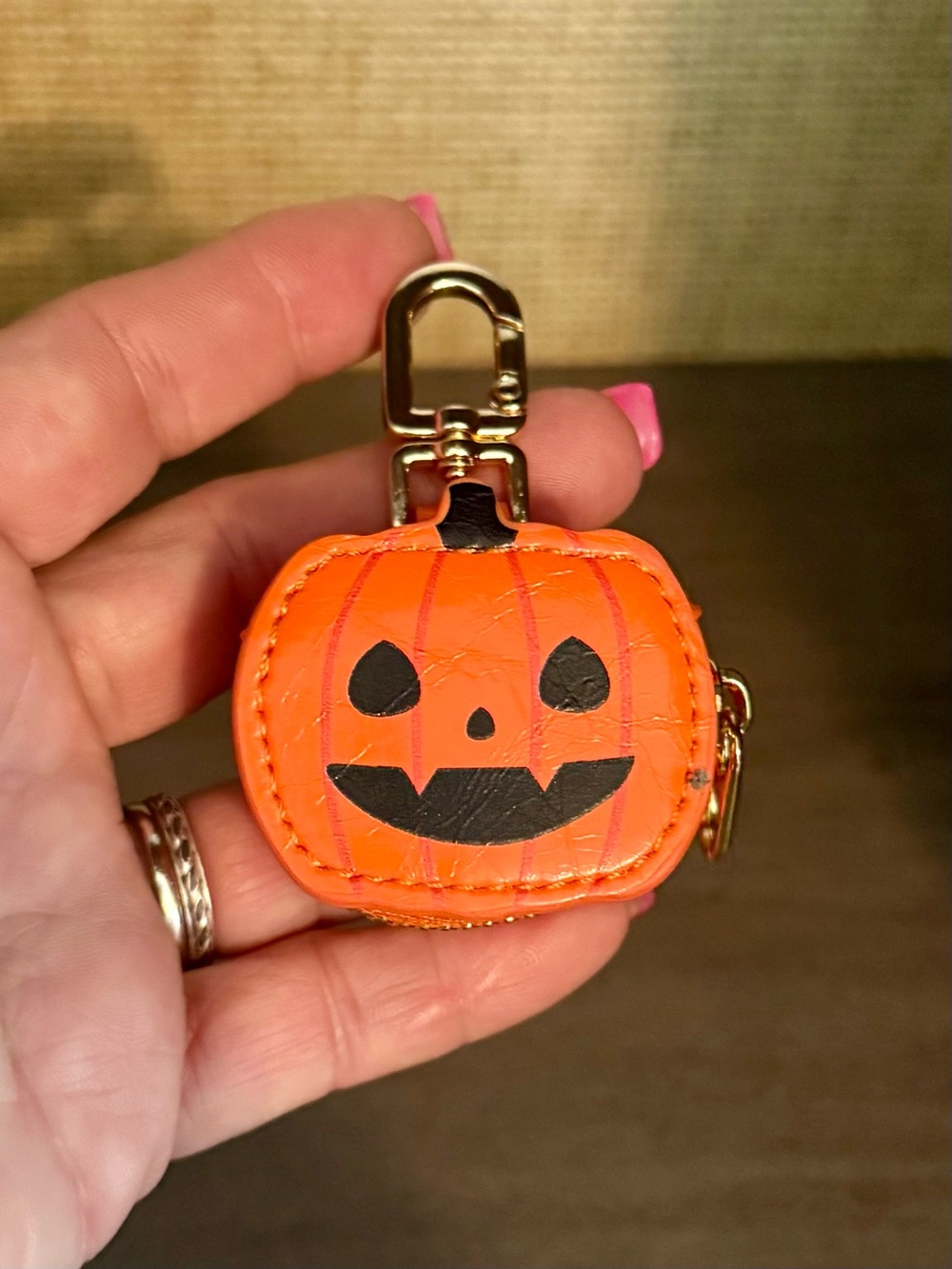 $32.00- Adorable Orange Jack-o’-lantern Zippered Coin Case